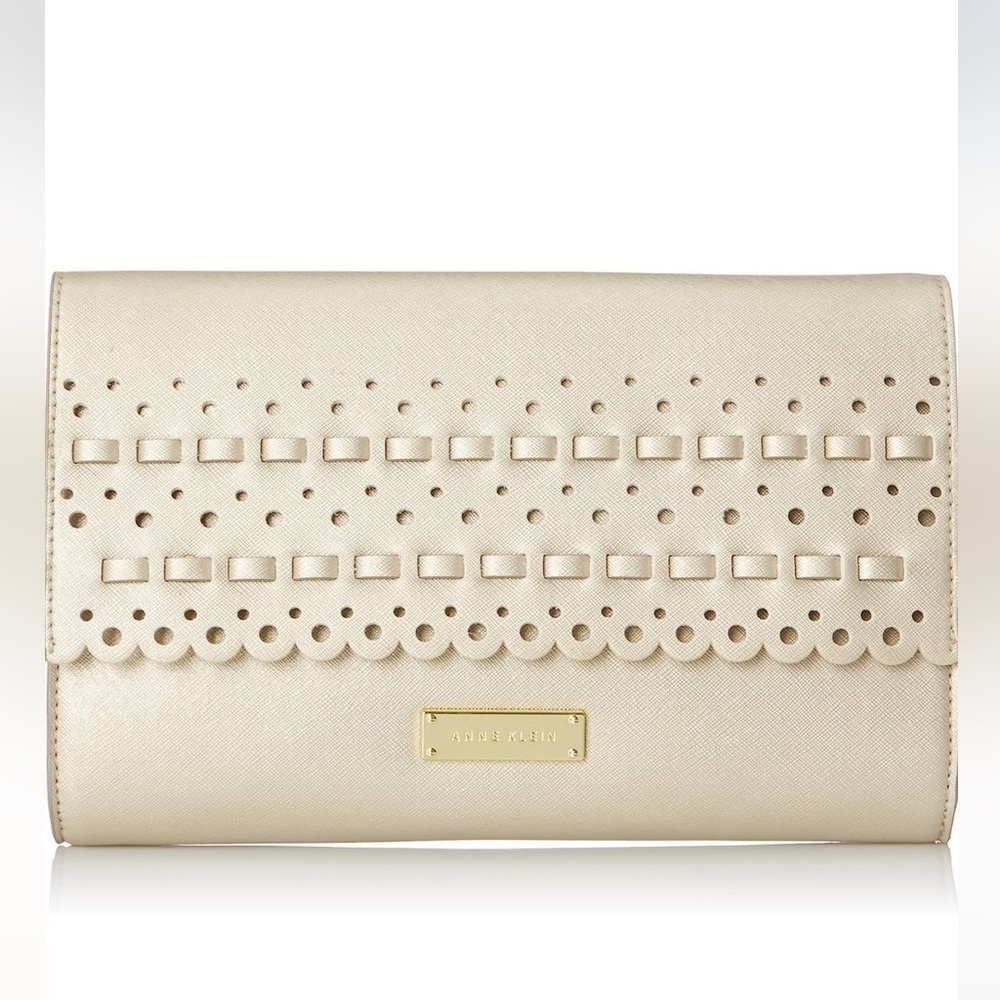 Anne Klein Gold Fold Over Clutch Handbag
